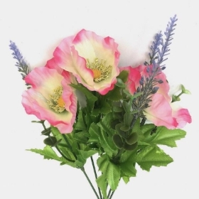 Pink Poppy & Lavender Bush 33cm