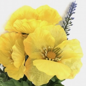 Yellow Poppy & Lavender Bush 33cm