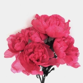 Hot Pink Glittered Rose Bush 35cm