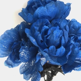 Blue Glittered Rose Bush 35cm