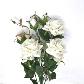 Ivory Velvet Spray Rose Bush 41cm