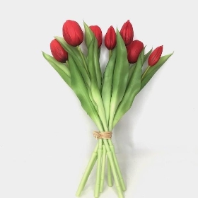 Red Real Touch Tulip Bundle 34cm
