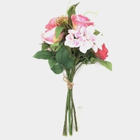Pink Rose & Foliage Bundle 38cm