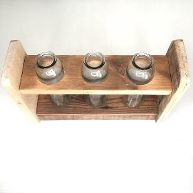 Triple Vase in Wooden Stand 32cm