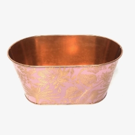 Pink & Gold Zinc Oval Planter 21cm