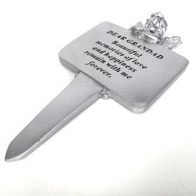 Grandad Silver Cherub Stake 22cm