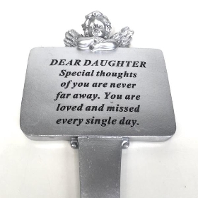 Daughter Silver Cherub Stake 22cm