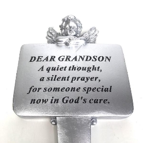 Grandson Silver Cherub Stake 22cm