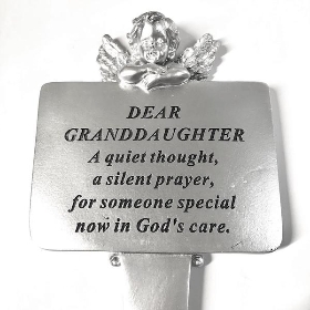 Granddaughter Silver Cherub Stake 22cm
