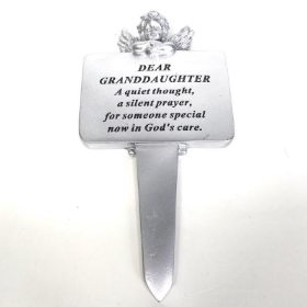 Granddaughter Silver Cherub Stake 22cm