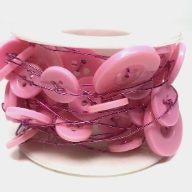 Pink Buttons on Wire 3m