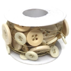Ivory Buttons on Wire 3m