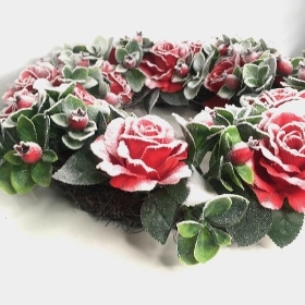 Snowy Rose Wreath 50cm