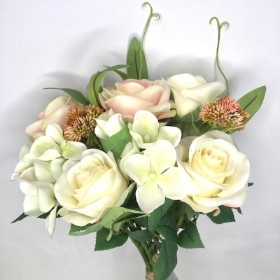 Pink Rose & Foliage Bouquet 37cm