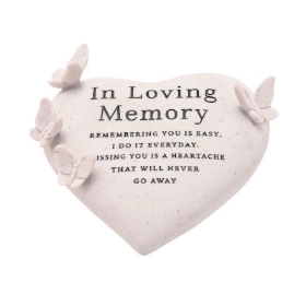 In Loving Memory Butterfly Heart Stone 15cm