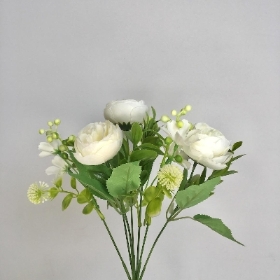 White Peony & Berry Bush 32cm