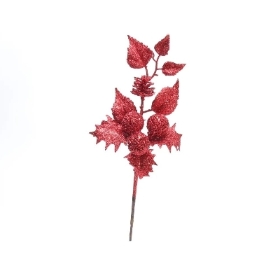 Red Glitter Holly Bush 15 inch